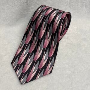 Carlos Devenezia Men's Neck Tie 100% Silk Pink Black Gray Abstract‎ Corpcore